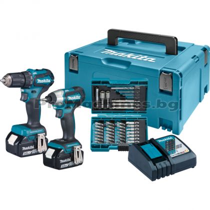 Винтоверт DDF483Z и Импакт DTD155Z 2x3Ah + битове - Makita DLX2220JX2 