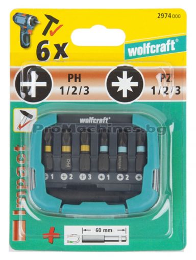 Битове комплект PH-PZ 7бр - Wolfcraft 