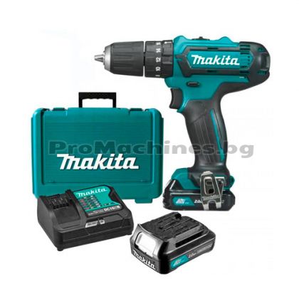 Винтоверт ударен акумулаторен - Makita HP331DSYE, Li-Ion 10.8 V, 1.5 Ah, I/0-450, II/0-1700 об., 30 Nm