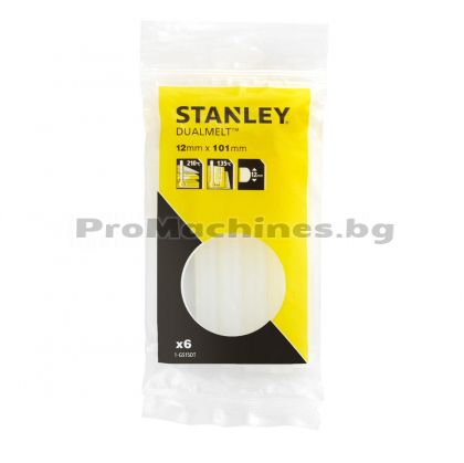 Силиконово лепило, пръчки 12x100 мм., 6 бр. прозрачни, Dualmelt - Stanley 1-GS15DT
