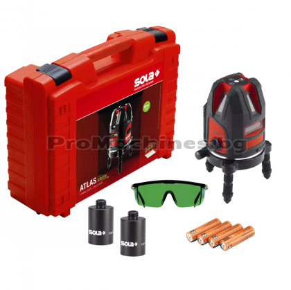  Нивелир с 3 лъча лазарен линеен  25 метра - Sola Atlas Green