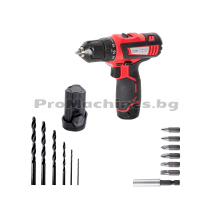 Бормашина акумулаторна - Raider RD-CDL09L, 12V Li-ion, 2 батерии 1.5Ah