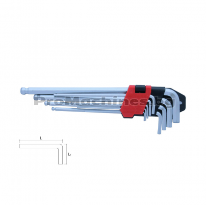 Шестограми Г - образни за работа под ъгъл Long комплект 9 части - Bolter XG54204 