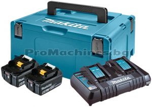 Батерии 2x6Ah и двойно зарядно DC18RD в MAKPAC 3 - Makita 198077-8 