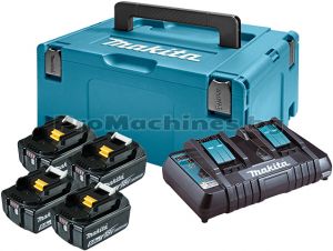 Батерии 4x5Ah и двойно зарядно DC18RD в MAKPAC 3 - Makita 197626-8 