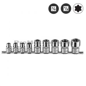 Вложки 3/8 Е10-Е14 и 1/2 Е16-Е24 9бр - Force 4095 