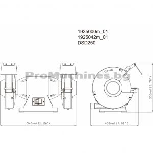 Шмиргел 900W 250мм трифазен - Metabo DSD 250 