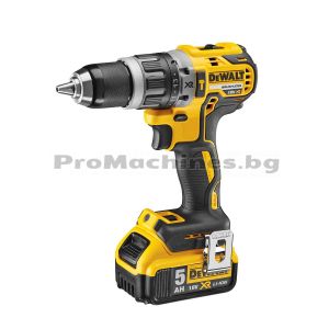 Компактен винтоверт - акумулаторен DEWALT DCD796P2, ударен, безчетков, 18 V , 2 бр. 5.0Ah XR Li-ion батерии, в куфар