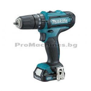 Винтоверт ударен акумулаторен - Makita HP331DSYE, Li-Ion 10.8 V, 1.5 Ah, I/0-450, II/0-1700 об., 30 Nm