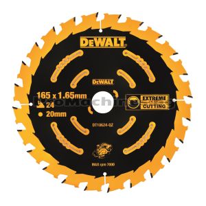 Диск DeWALT EXTREME DT10624, 165 x 20 x 1.65 мм. 24 зъба, съвместим с акумулаторен циркуляр DCS391