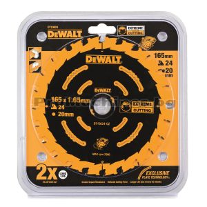 Диск DeWALT EXTREME DT10624, 165 x 20 x 1.65 мм. 24 зъба, съвместим с акумулаторен циркуляр DCS391