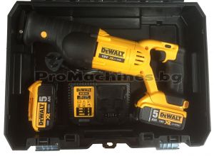 Aкумулаторен Саблен трион 18V DeWALT DCS380P2, 2бр. 5Ah батерии DCB184, зарядно DCB115 и TSTAK куфар 