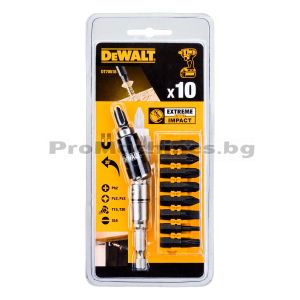 Комплект битове от 10 части с магнитен държач с чупещо се рамо - Dewalt,DT70518T